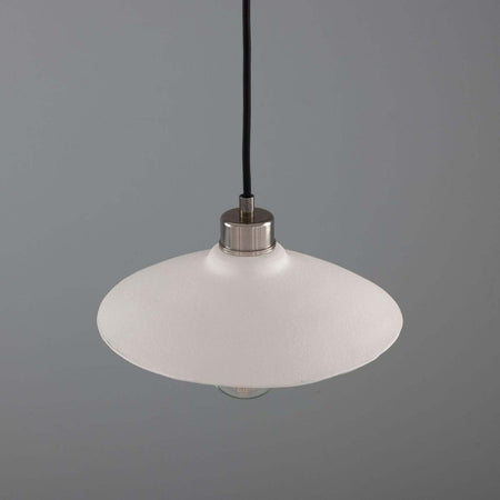 Pyrus Organic handmade Ceramic Pendant Light 28cm, white matte striped