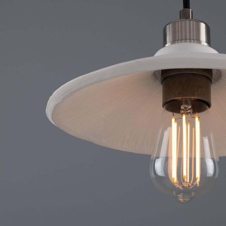 Pyrus Organic handmade Ceramic Pendant Light 28cm, white matte striped