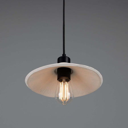 Pyrus Organic handmade Ceramic Pendant Light 28cm, white matte striped