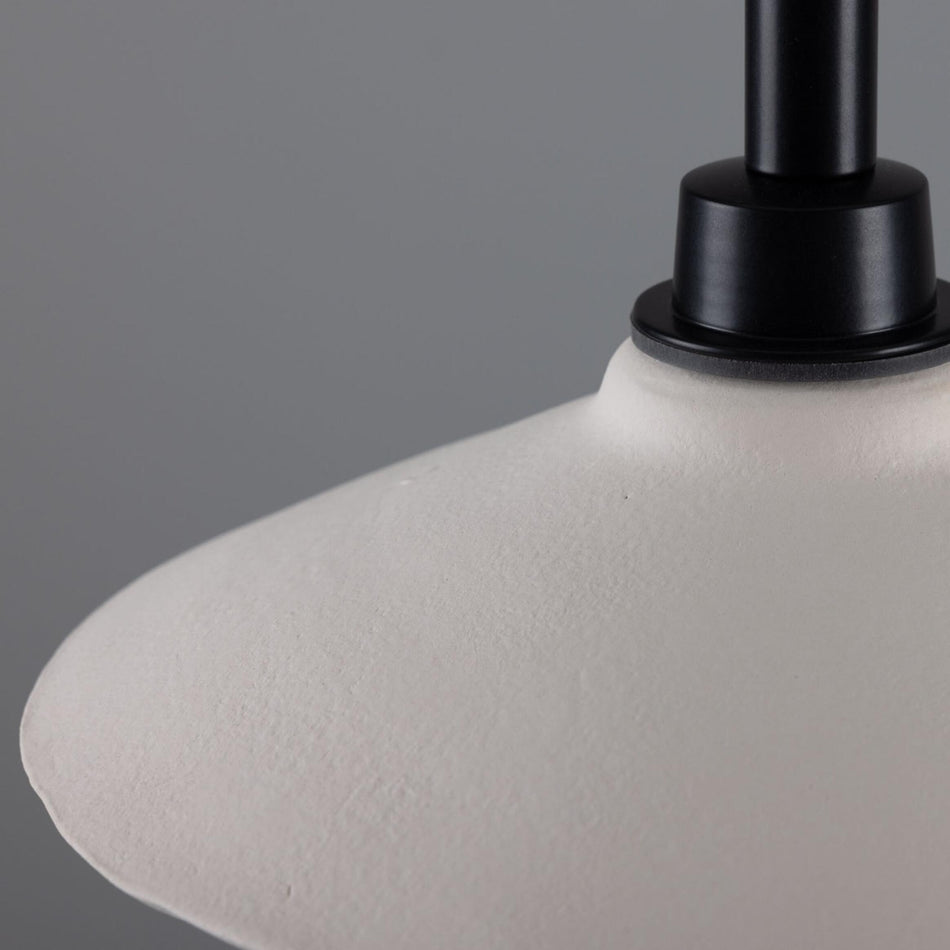 Pyrus Organic handmade Ceramic Bathroom Pendant Light 28cm, white matte striped IP44 RATED