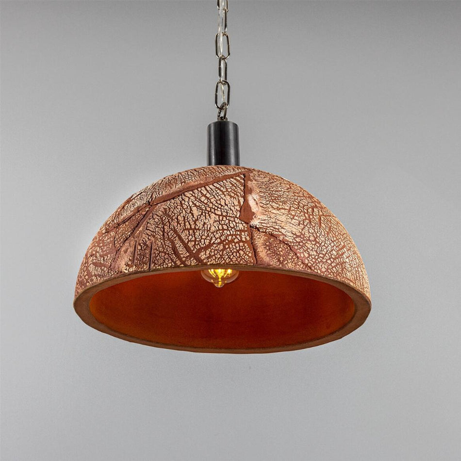 Kauri Bespoke ceramic dome ceiling pendant 37cm Red Iron