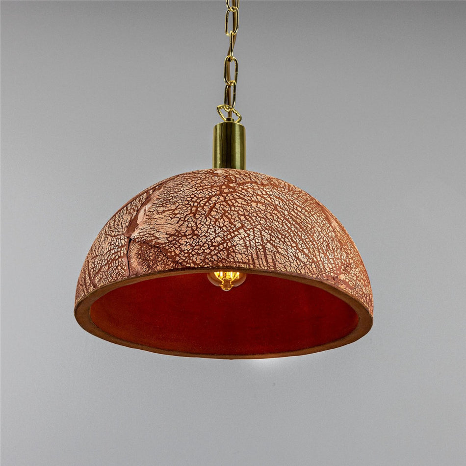 Kauri Bespoke ceramic dome ceiling pendant 37cm Red Iron