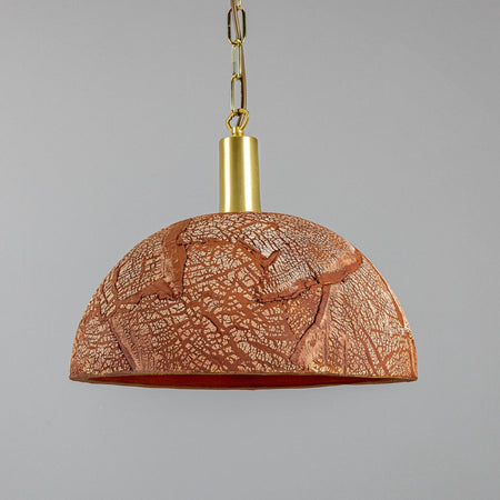 Kauri Bespoke ceramic dome ceiling pendant 37cm Red Iron
