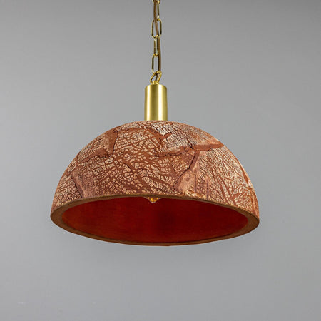 Kauri Bespoke ceramic dome ceiling pendant 37cm Red Iron