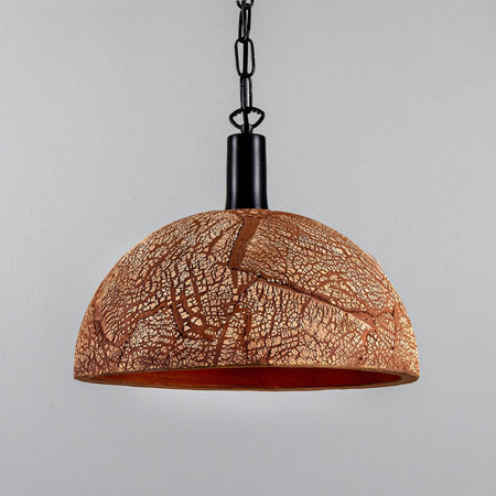 Kauri Bespoke ceramic dome ceiling pendant 37cm Red Iron