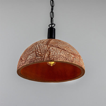 Kauri Bespoke ceramic dome ceiling pendant 37cm Red Iron