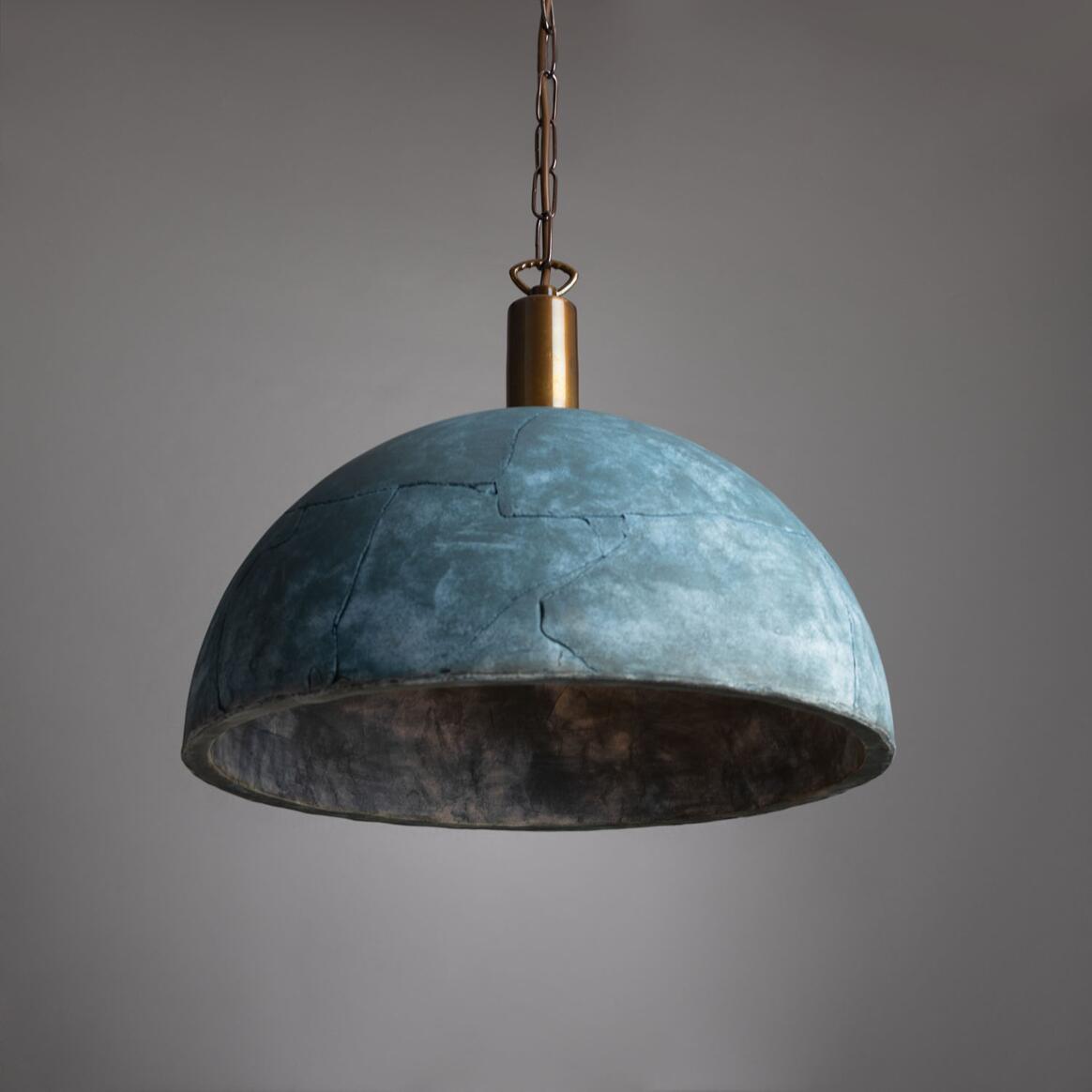 Kauri Bespoke ceramic dome ceiling pendant 37cm Blue Earth