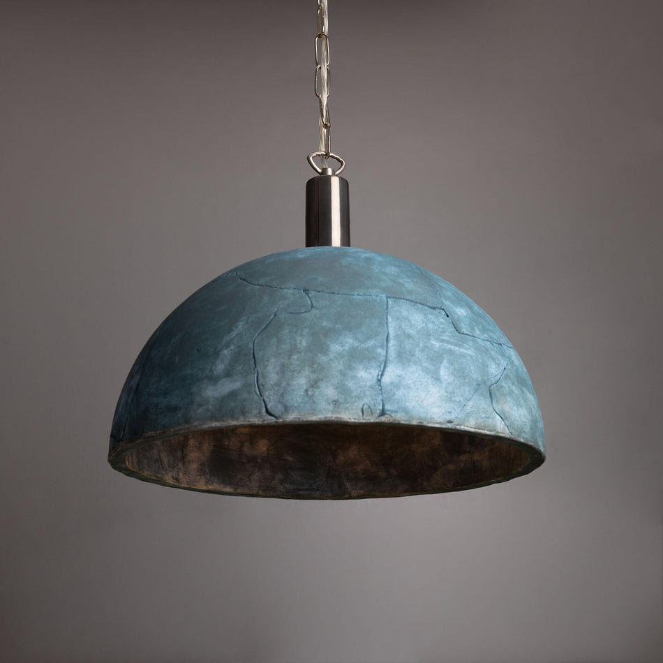 Kauri Bespoke ceramic dome ceiling pendant 37cm Blue Earth