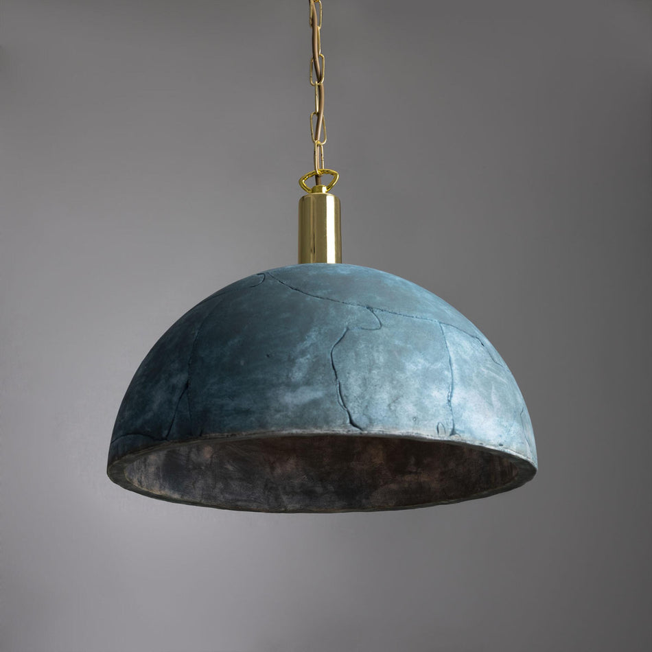 Kauri Bespoke ceramic dome ceiling pendant 37cm Blue Earth