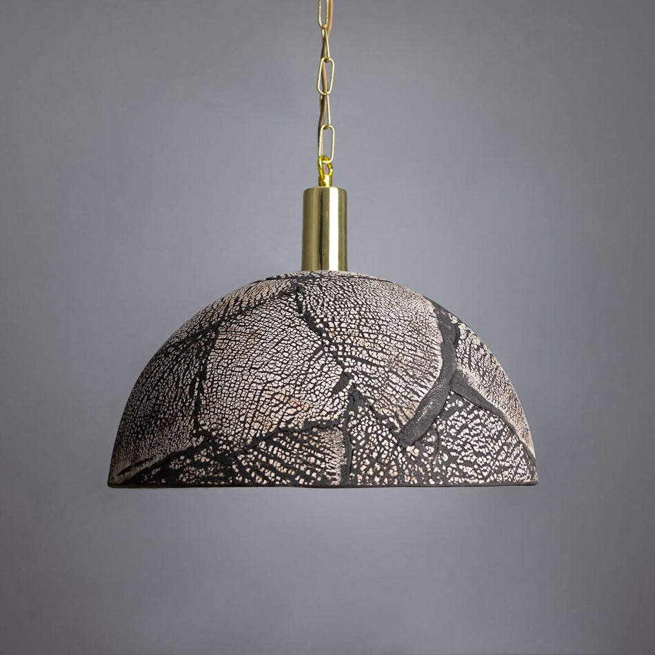 Kauri Bespoke ceramic dome ceiling pendant 37cm black Clay