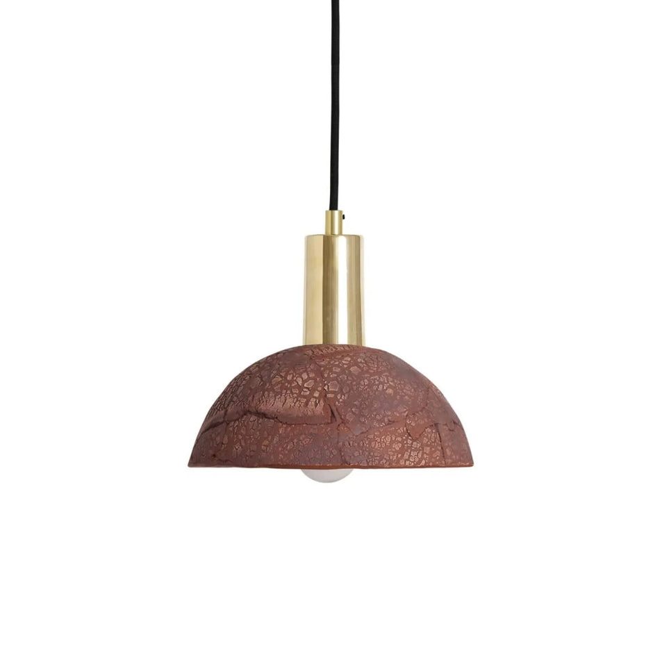 Kauri Bespoke ceramic small dome ceiling pendant 20cm Red Clay