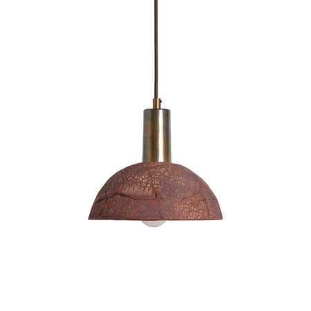 Kauri Bespoke ceramic small dome ceiling pendant 20cm Red Clay