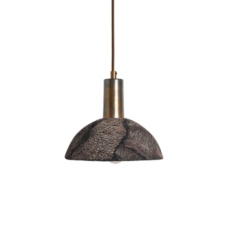 Kauri Bespoke ceramic small dome ceiling pendant 20cm black Clay