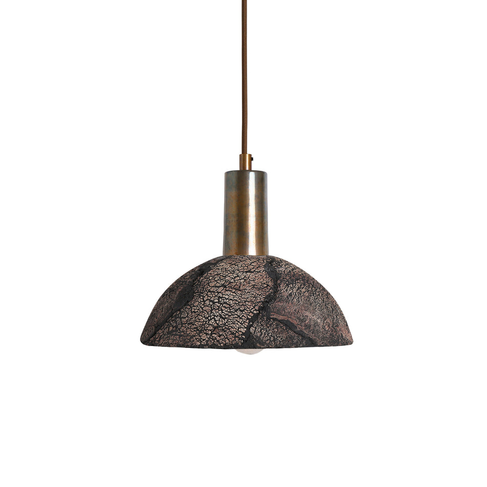 Kauri Bespoke ceramic small dome ceiling pendant 20cm black Clay