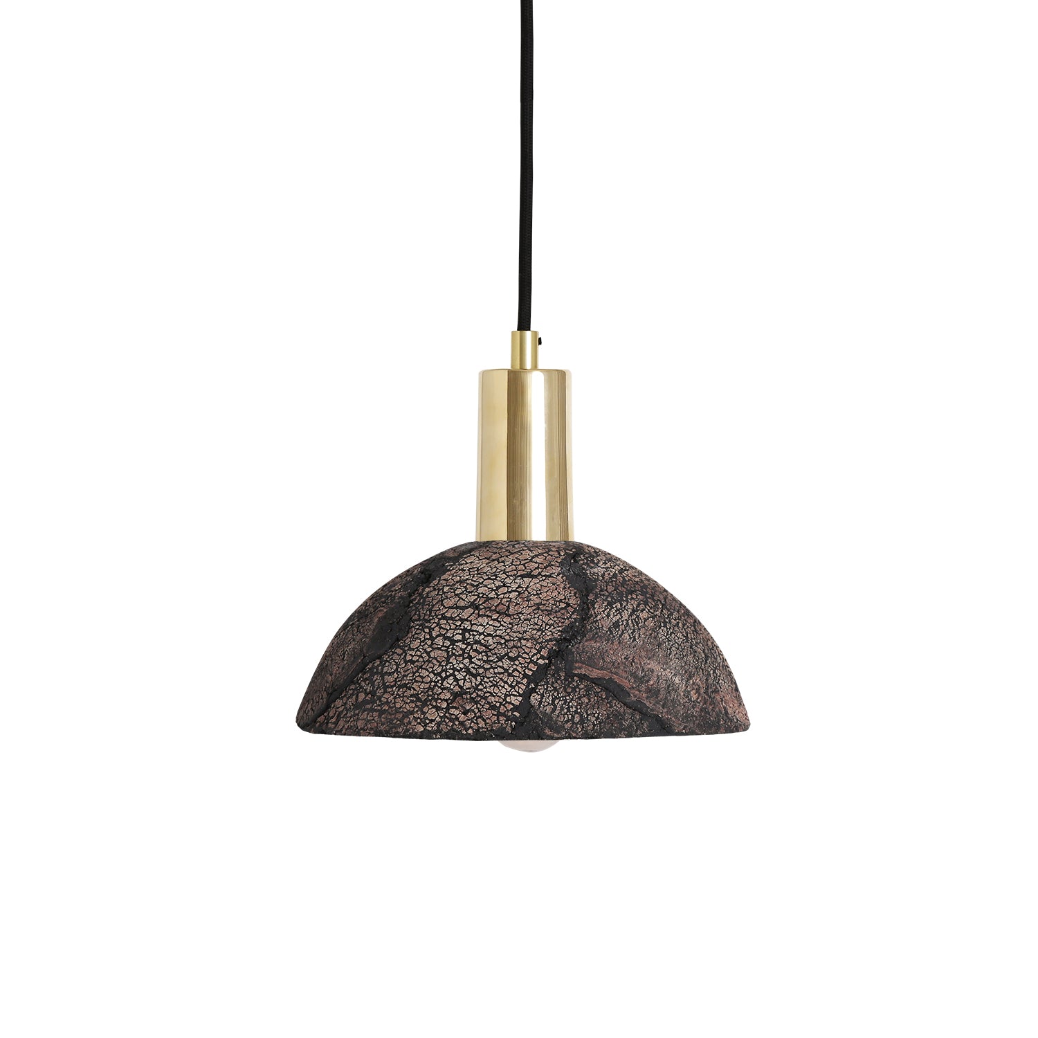 Kauri Bespoke ceramic small dome ceiling pendant 20cm black Clay