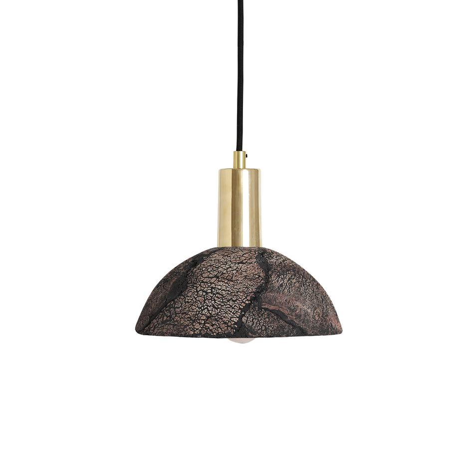Kauri Bespoke ceramic small dome ceiling pendant 20cm black Clay