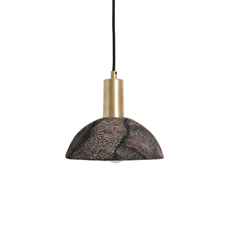 Kauri Bespoke ceramic small dome ceiling pendant 20cm black Clay