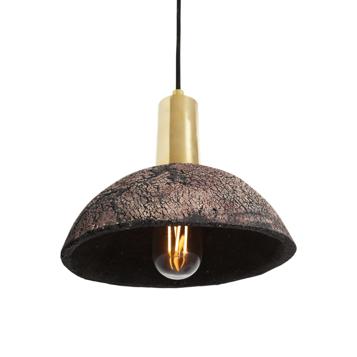 Kauri Bespoke ceramic small dome ceiling pendant 20cm black Clay