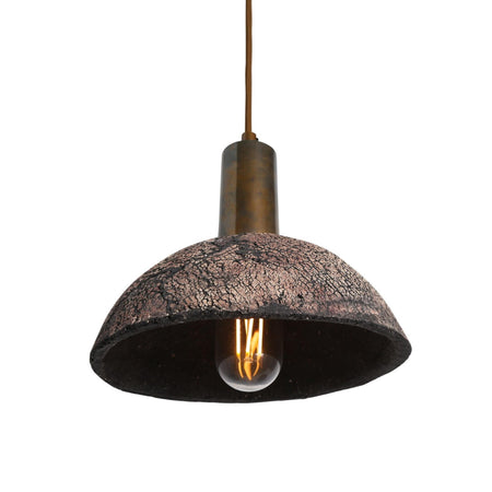 Kauri Bespoke ceramic small dome ceiling pendant 20cm black Clay