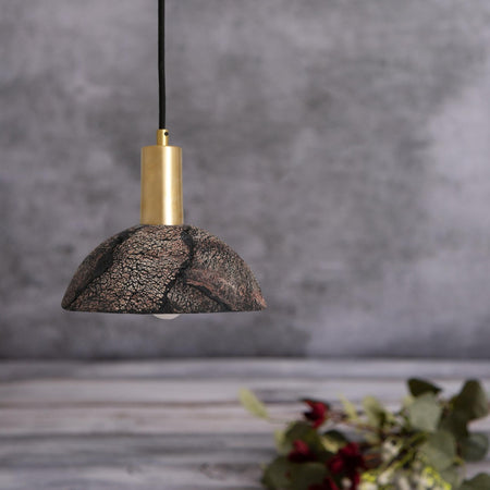 Kauri Bespoke ceramic small dome ceiling pendant 20cm black Clay