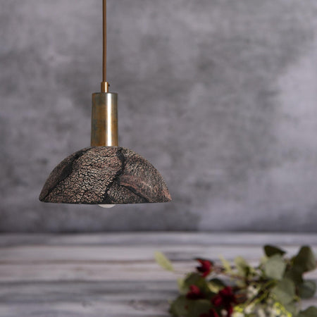 Kauri Bespoke ceramic small dome ceiling pendant 20cm black Clay