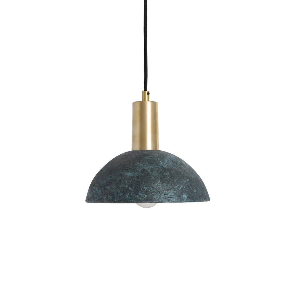 Kauri Bespoke ceramic small dome ceiling pendant 20cm Blue earth