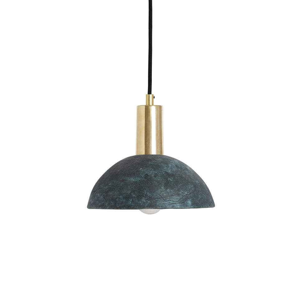Kauri Bespoke ceramic small dome ceiling pendant 20cm Blue earth