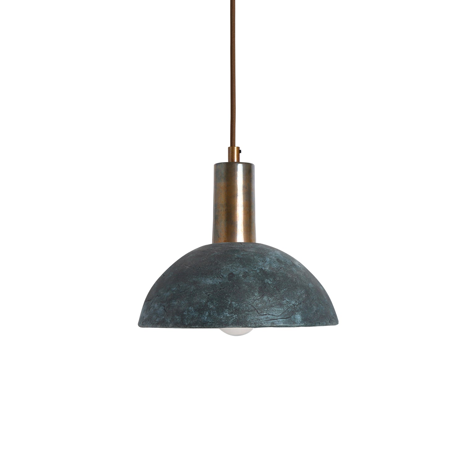 Kauri Bespoke ceramic small dome ceiling pendant 20cm Blue earth