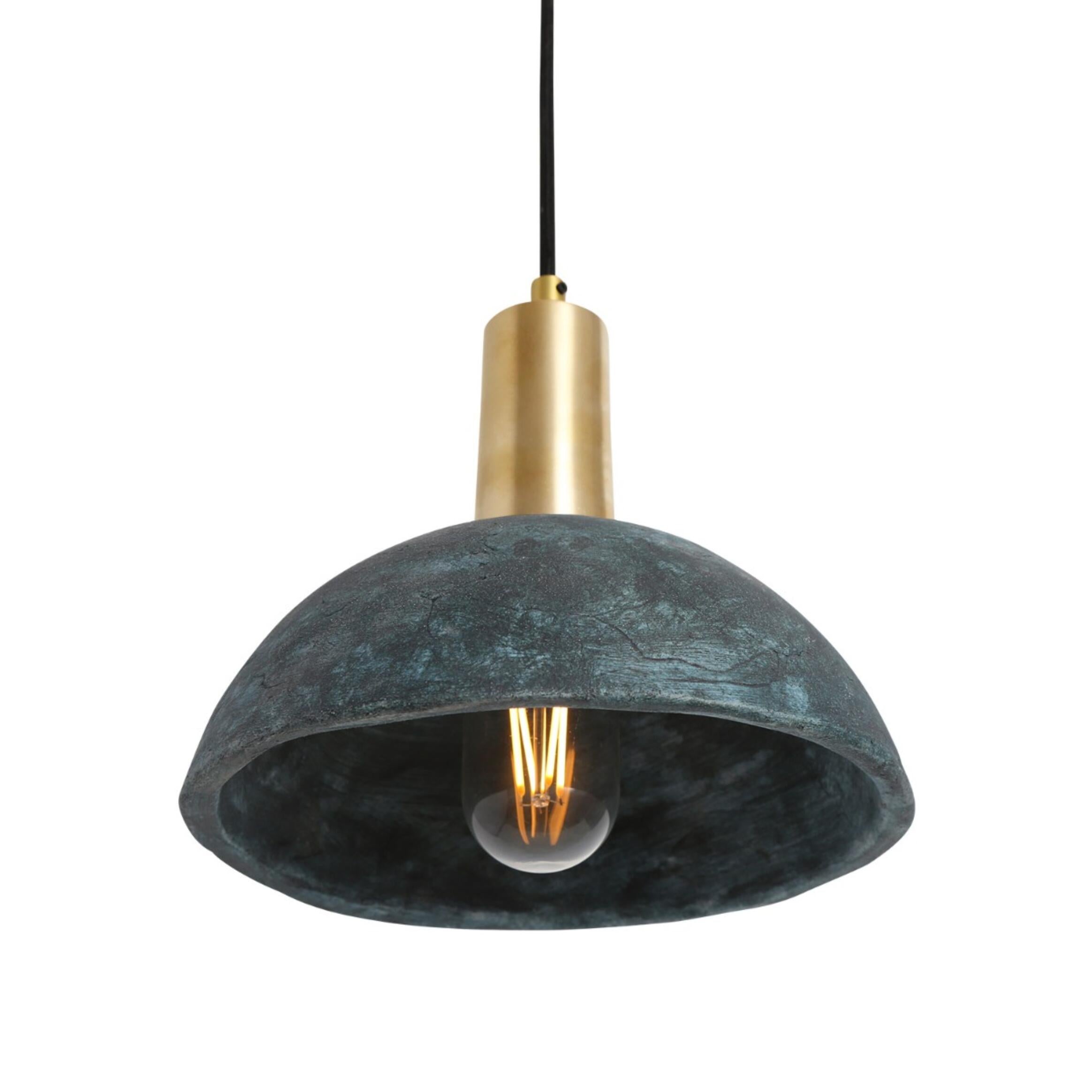 Kauri Bespoke ceramic small dome ceiling pendant 20cm Blue earth