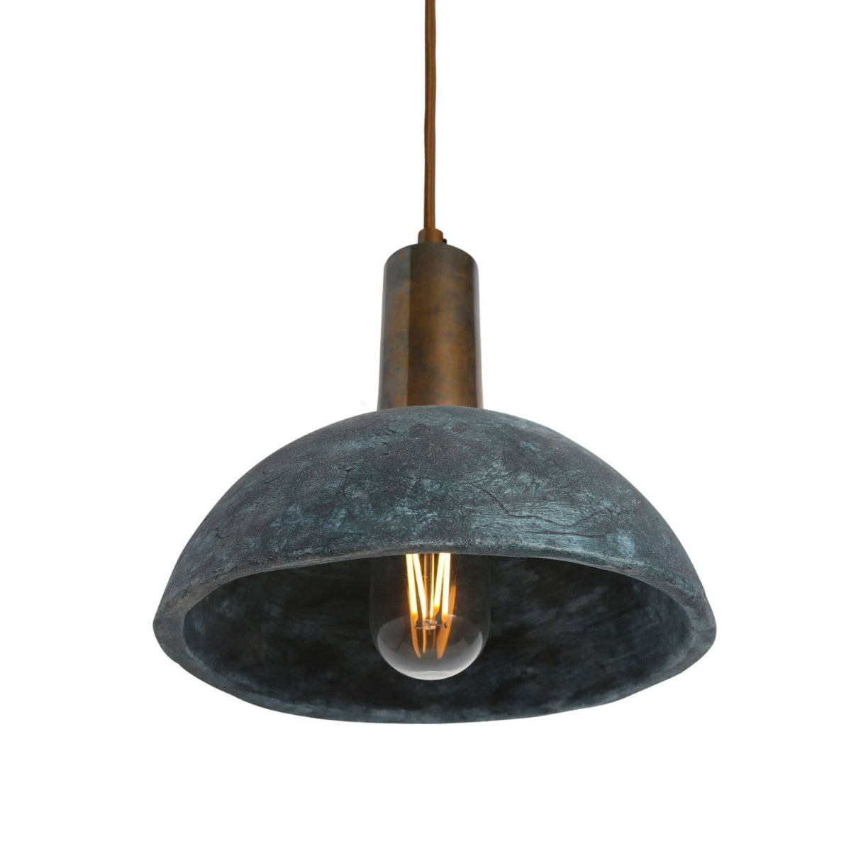 Kauri Bespoke ceramic small dome ceiling pendant 20cm Blue earth