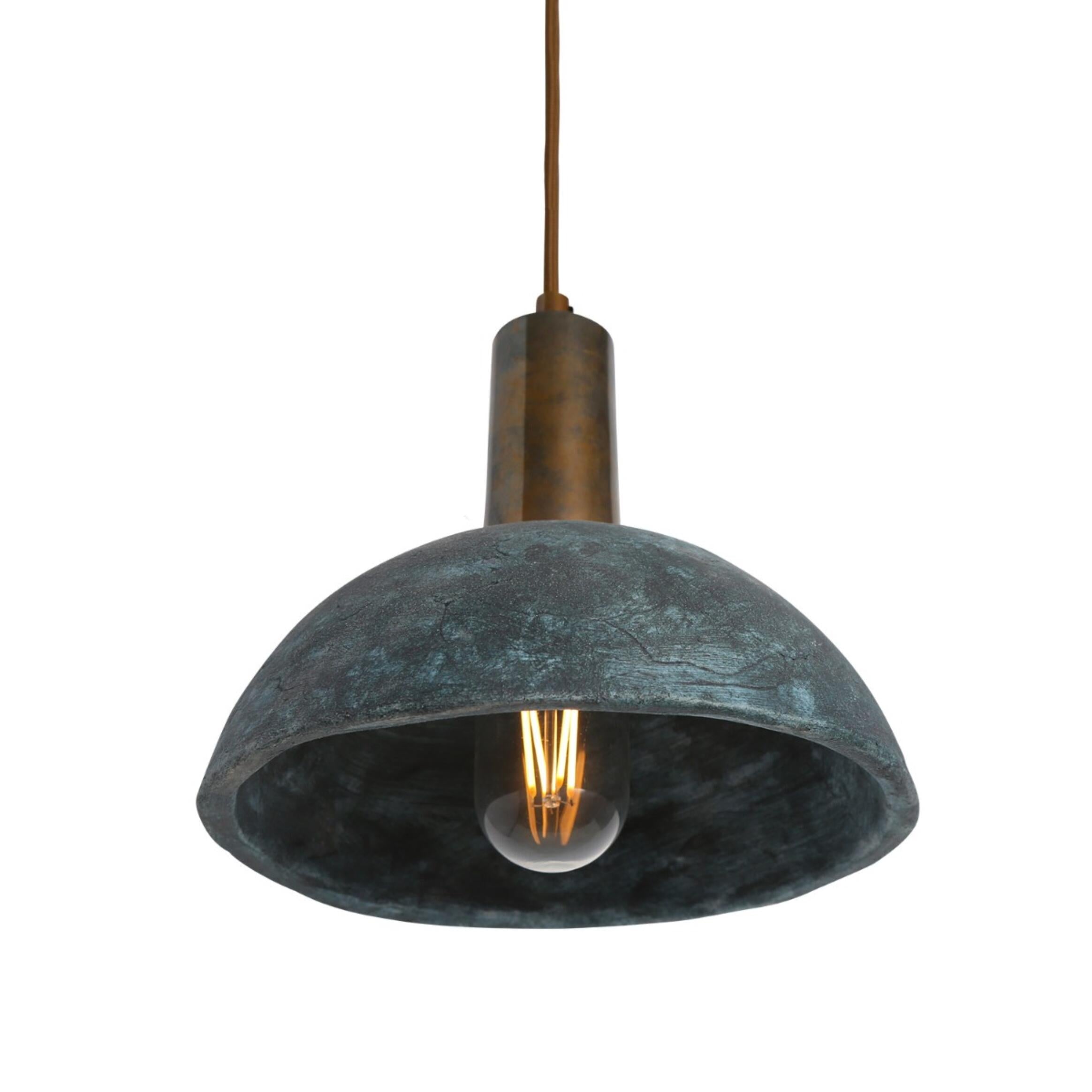 Kauri Bespoke ceramic small dome ceiling pendant 20cm Blue earth