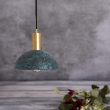 Kauri Bespoke ceramic small dome ceiling pendant 20cm Blue earth