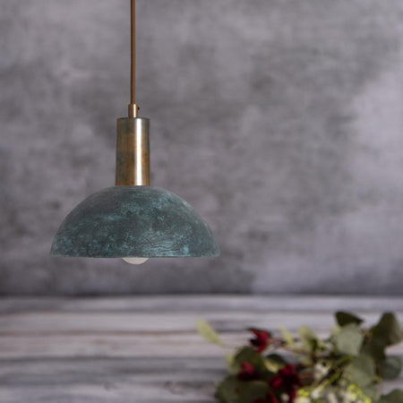 Kauri Bespoke ceramic small dome ceiling pendant 20cm Blue earth
