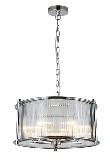 Silver crystal 6 light flush ceiling pendant with chain Copy