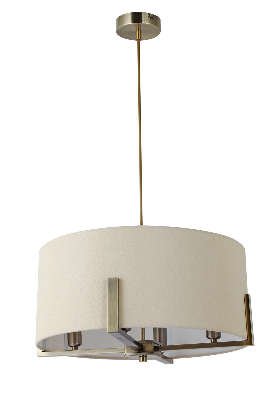 Antique Brass 4 light ceiling pendant with shade