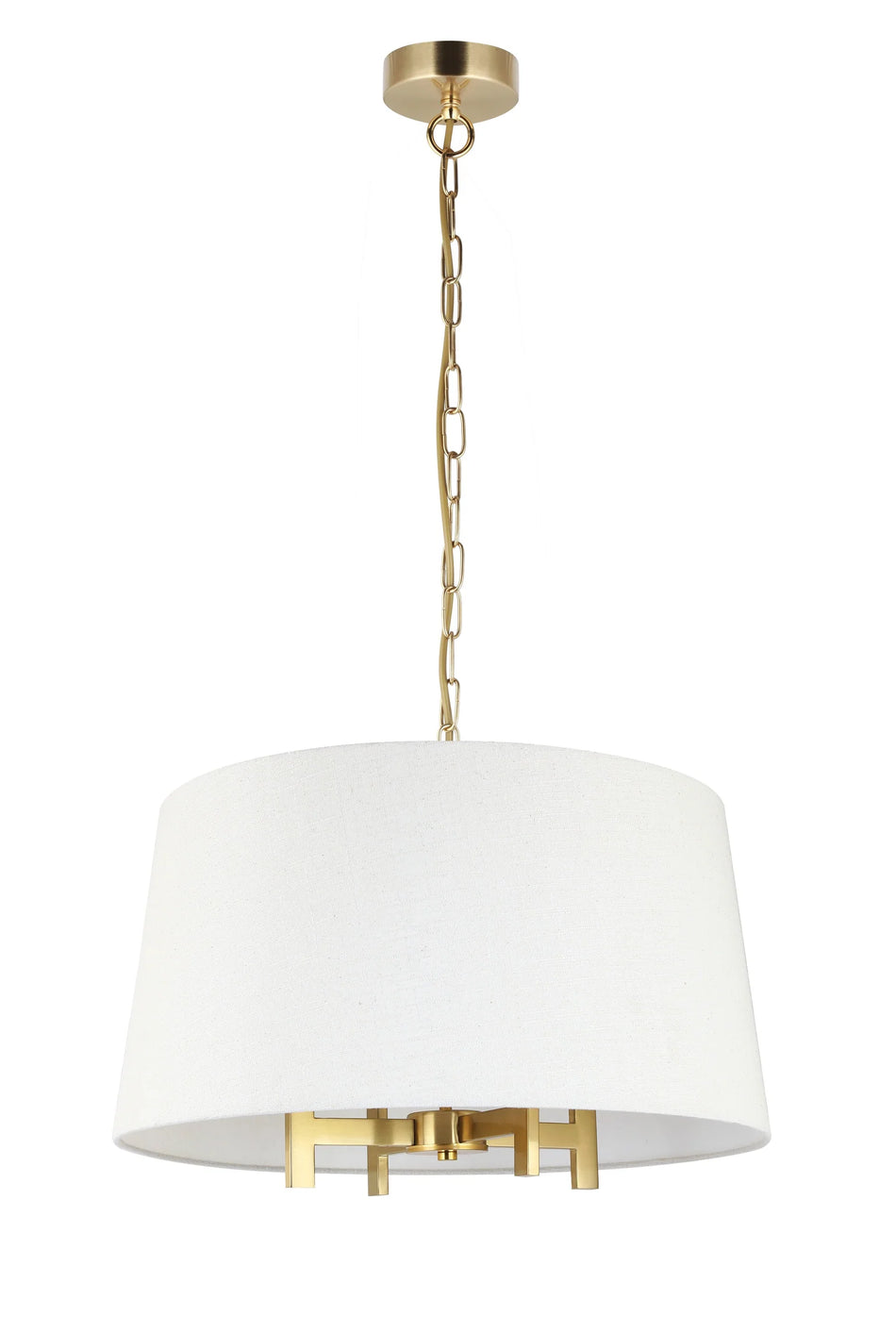 Satin Brass 4 light ceiling pendant with shade