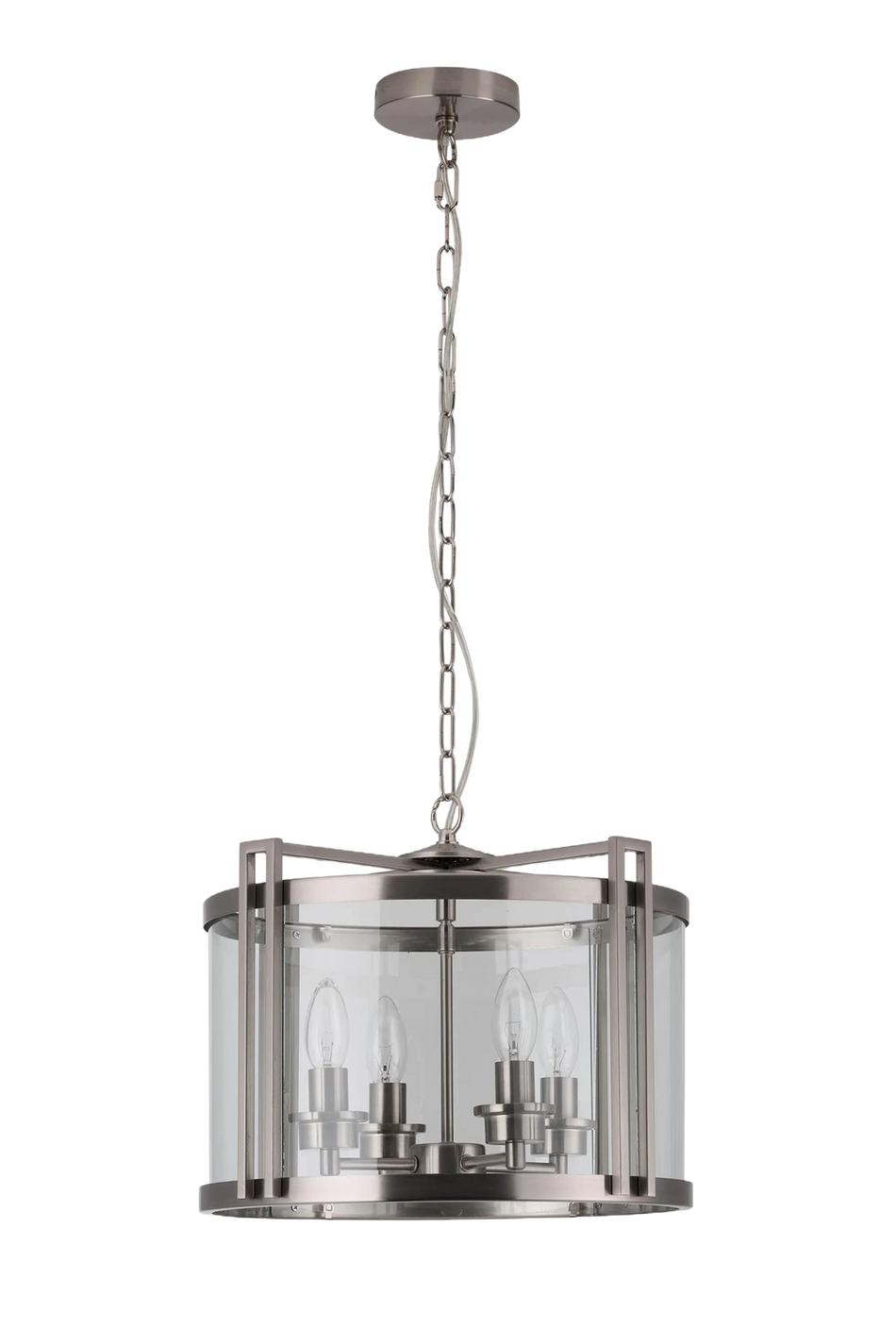 Satin Nickel 4 light glass lantern