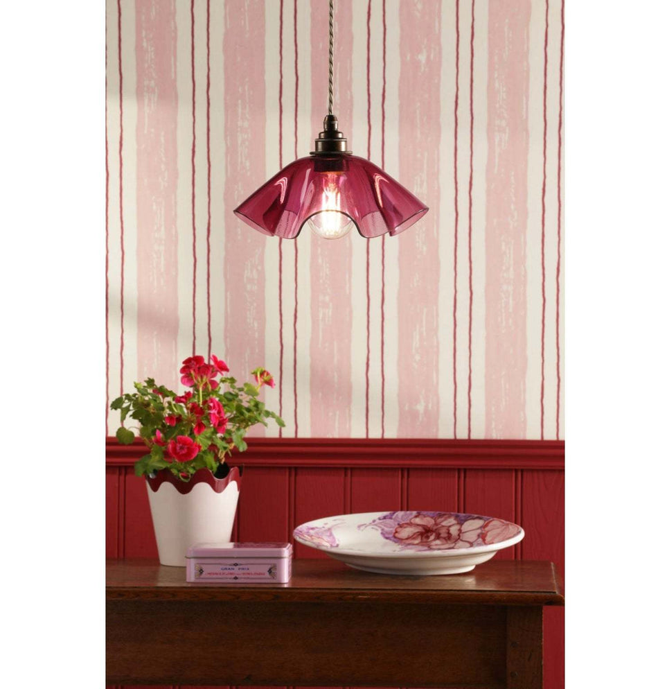 Ethel Pendant Pink Glass and Antique Brass