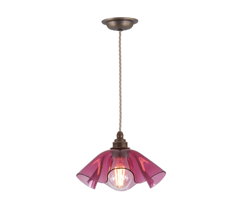 Ethel Pendant Pink Glass and Antique Brass