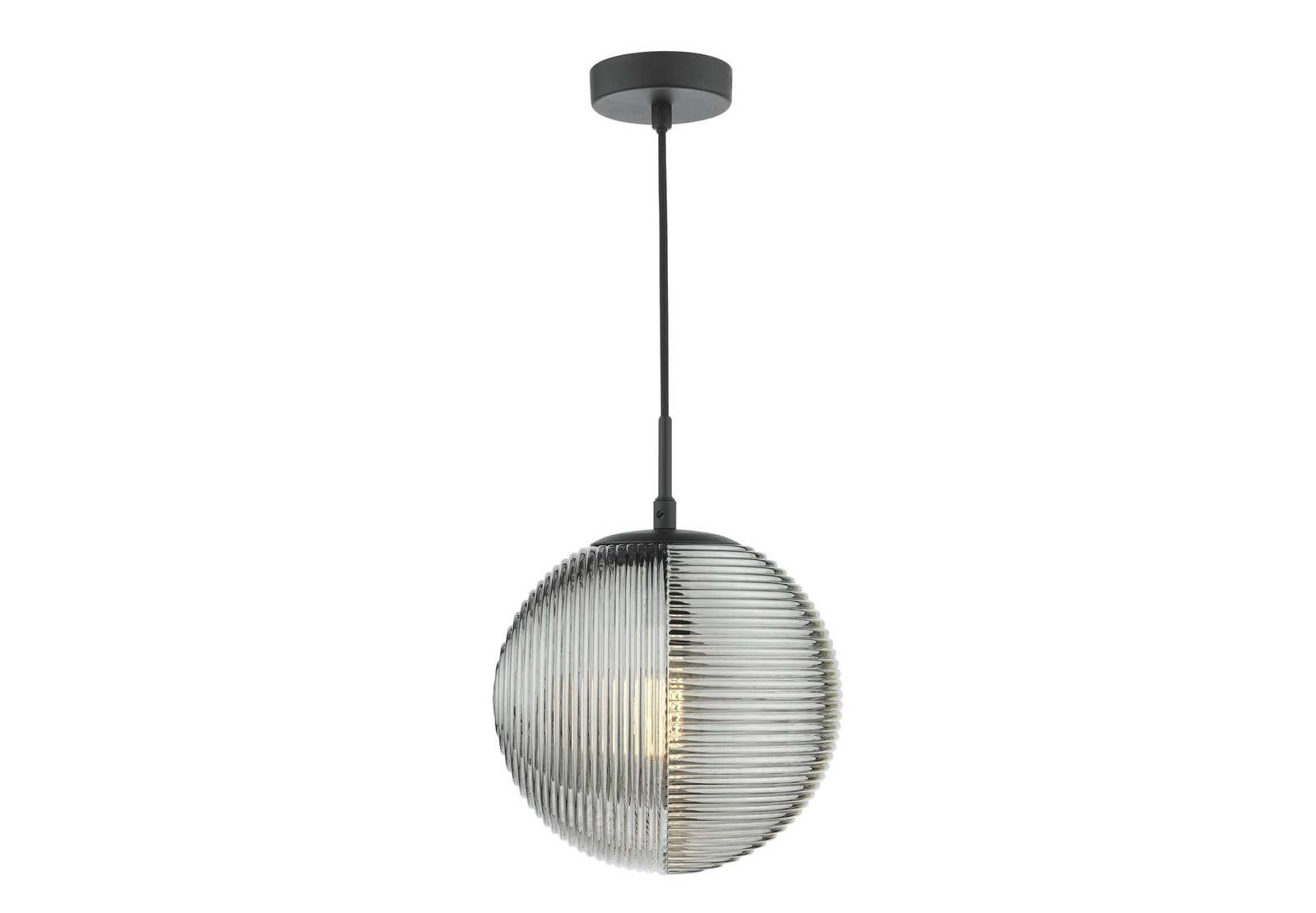 Evander Single Pendant Matt Black and Smoked Glass