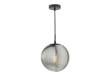 Evander Single Pendant Matt Black and Smoked Glass