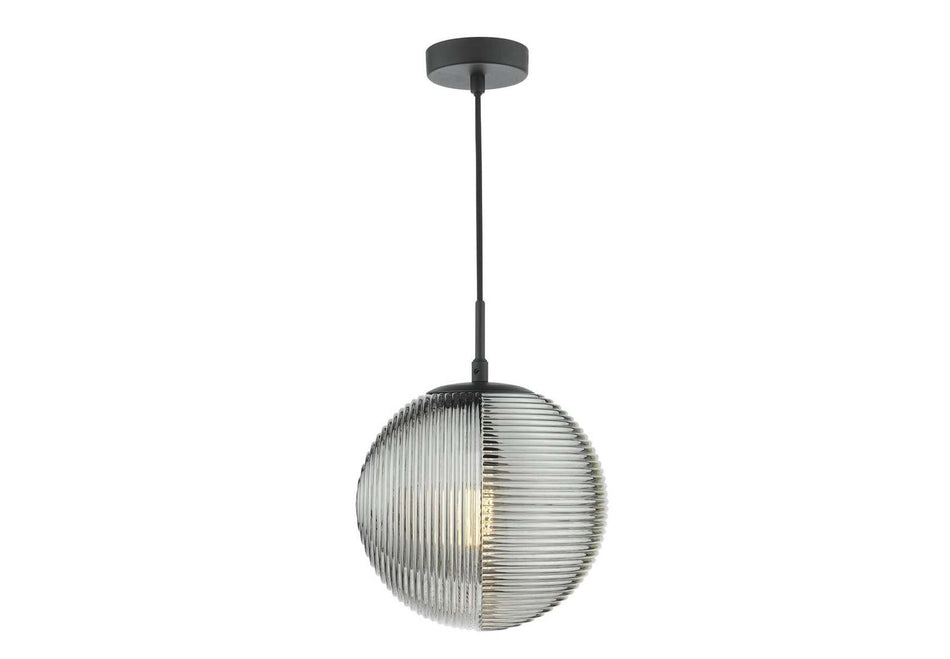 Evander Single Pendant Matt Black and Smoked Glass