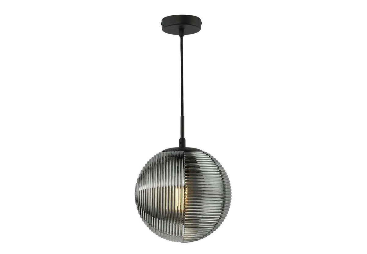 Evander Single Pendant Matt Black and Smoked Glass