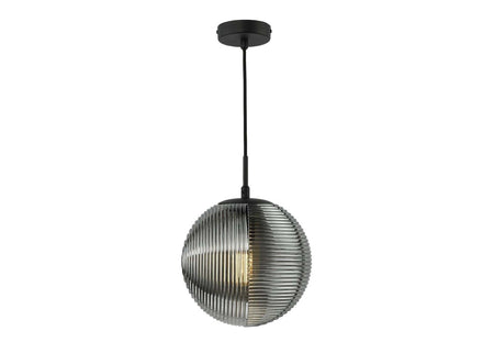 Evander Single Pendant Matt Black and Smoked Glass