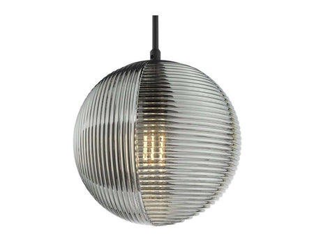 Evander Single Pendant Matt Black and Smoked Glass