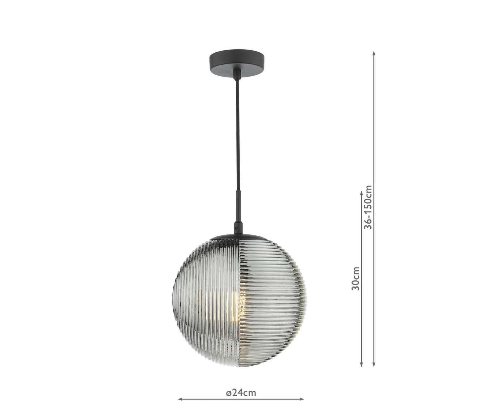 Evander Single Pendant Matt Black and Smoked Glass