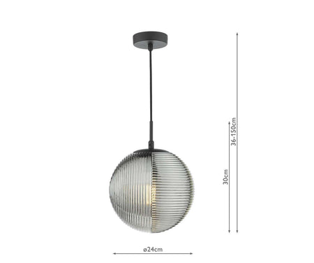 Evander Single Pendant Matt Black and Smoked Glass