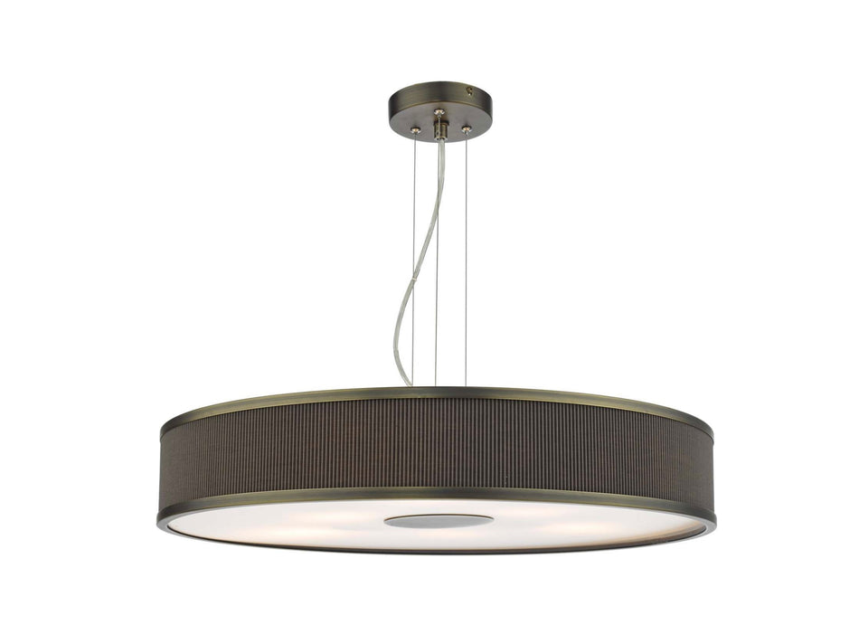 Alvaro 6 Light Single Pendant Antique Bronze with pleated cotton shade