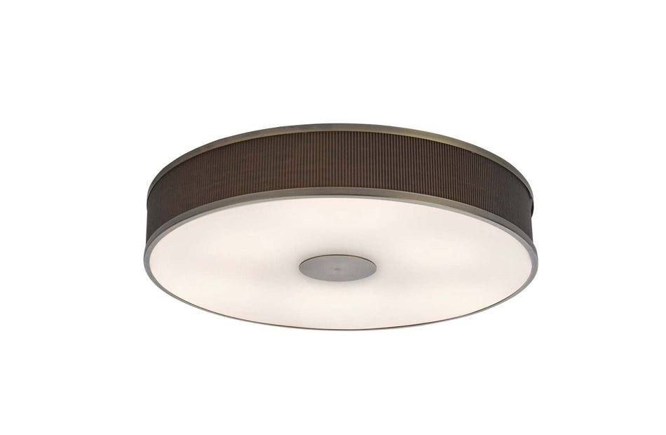 Alvaro 3 light flush Pendant Antique Bronze with pleated cotton shade