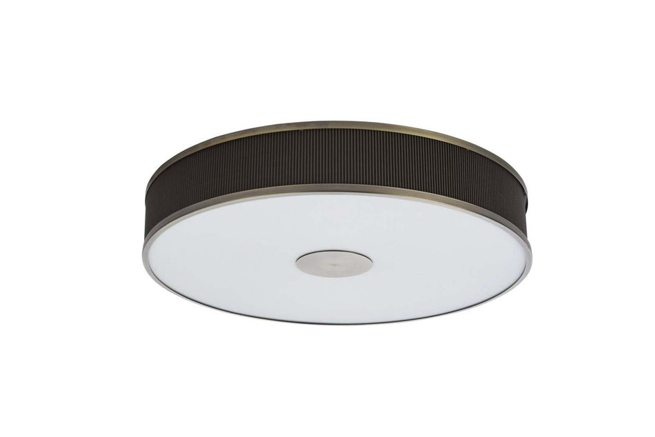 Alvaro 3 light flush Pendant Antique Bronze with pleated cotton shade